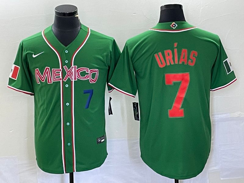 Men 2023 World Cub Mexico #7 Urias Green orange Nike MLB Jersey6->more jerseys->MLB Jersey